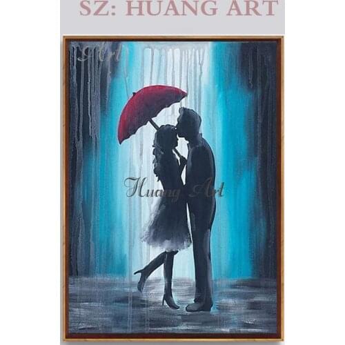 Hand-painted Oil Painting Impressionist Double Portraits Falling in love, romantic kisses, lovers hugging, vertical paintings