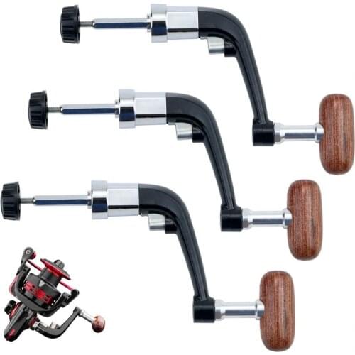 Fishing Reel Rocker Arm Wooden Grip 7 Type Folding Rocker Arm Accessories Light and Labor-Saving for Sea and River Fishing