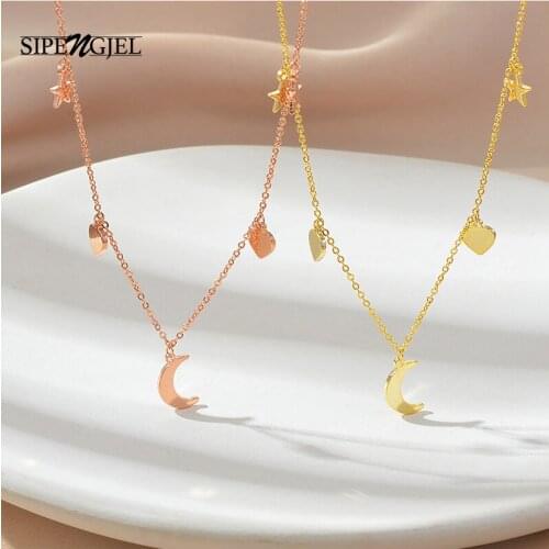 SIPENGJEL Fashion Creative Metal Glossy Heart Pendant Neckalce Hip Hop Punk Chore Necklace For Women Jewelry 2021