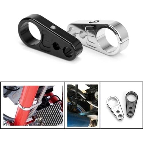 1" 25MM Black Chrome Universal Frame Handlebar Clutch Cable Brake Line Holder Clamp CNC Motorcycle Brake Cable Clamps