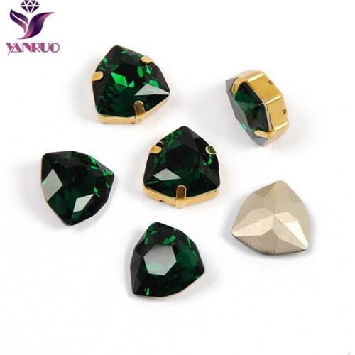 YANRUO 4706 Trilliant Emerald Settings Pointback Sewing Loose Rhinestones Strass Fancy Stones Crystals For Crafts Needwork