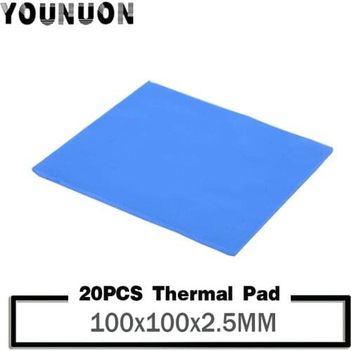 20PCS 100x2.5mm GPU CPU Heatsink Cooling Conductive Silicone Pad 100mm*100mm*2.5mm Thermal Pad