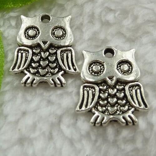 200 pieces antique silver owl charms 19x16mm #1519