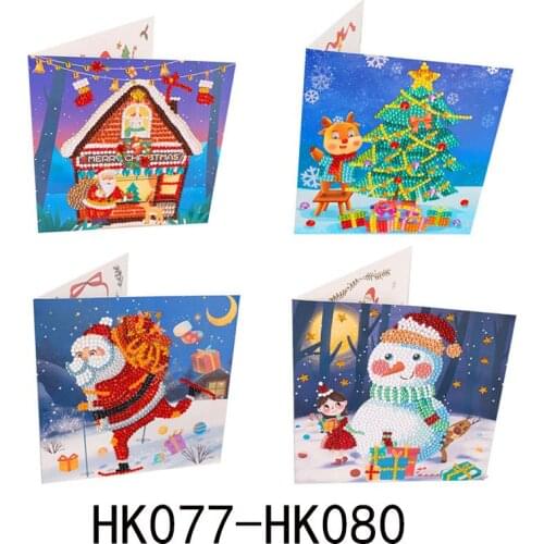 4Pcs DIY Diamond Painting Christmas Greeting Card Santa 5D Special Shaped Diamond Art Crafts Mosaic Embroidery Kit Xmas Postcard