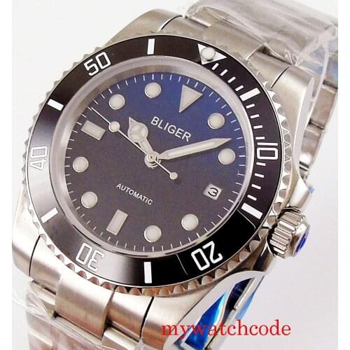 40mm BLIGER mechanical automatic men watch sapphire crystal NH35 miyota 8215 movement no magnifier