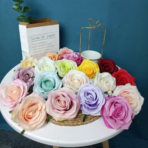 5/10pcs 10cm Head Silk Rose Flower For Wedding Wedding Decoration Artificial Flowers DIY Wreath Craft