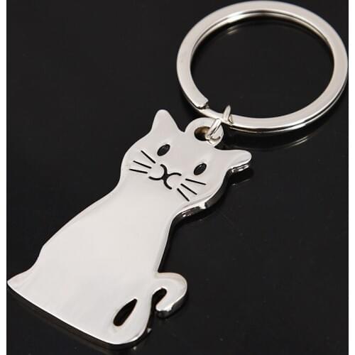 500Pcs New Fashion Creative Model Cat Keychain Popular keyring Metal Key Ring Key Chain