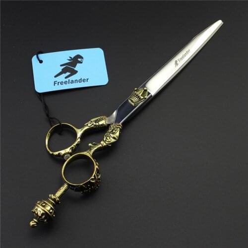 7 inch New Design Professional Hair Scissors Hairdressing Cutting Scissors with Leather Case Bronze Gold 440C Barber Scissors