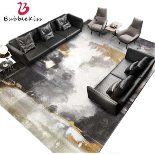 Bubble Kiss Customized Carpet Area Rug for Living Room Chinese Style Abstract Black Gold Ink Painting Modern Design Home Decor