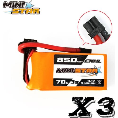 3PCS CNHL Lipo 3S 11.1V Battery 850mAh 70C Ministar Series XT30 For Mini Quad RC FPV Drone Quadcopter Helicopter Airplane
