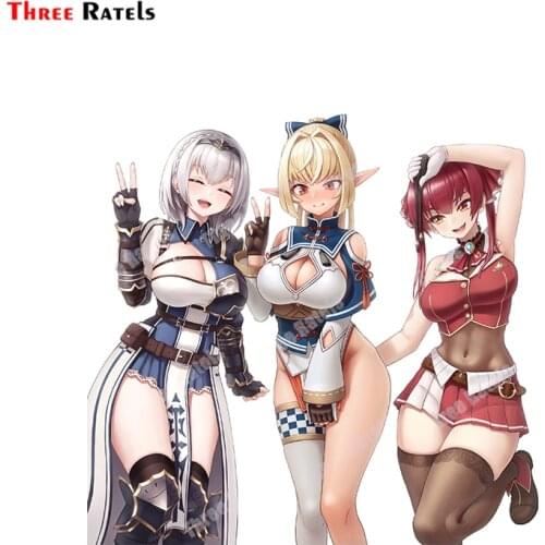 Three Ratels B224 Houshou Marine Shirogane Noel And Shiranui Flare Hololive Anime Cartoon Stickers For Car Door Decoration Decal