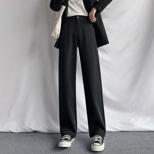 Pants Womens Spring And Summer Wide Leg Neutral Style Loose Straight Tube Drop Feeling Black Suit Fashion Best Direct Selling