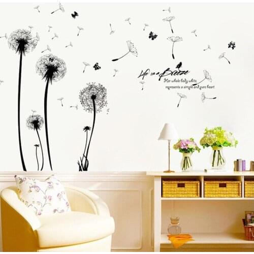 Home Decor Wall Paper Dandelion PVC Wall Sticker DIY Decal Home Room Decor Removable Art Vinyl Flower Wall Poster