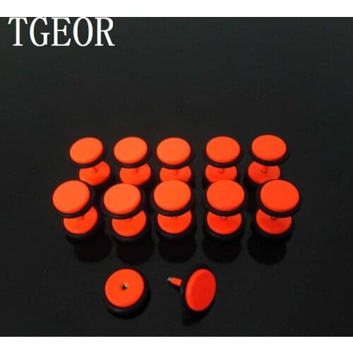 Brand New neon colors 1Pair=2pcs orange 8mm double rubber illusion cheaters stainless steel ear Fake Plugs Nice