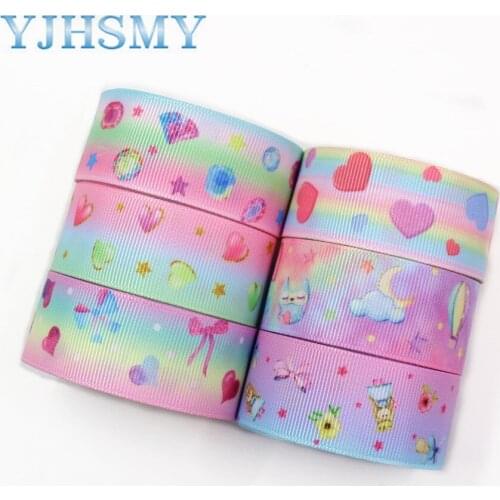 I-19308-552,25mm 5yards Cartoon Thermal transfer Printed grosgrain Ribbons,bow cap DIY handmade accessories decorations