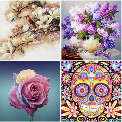 Beautiful Flowers 5D Diamond Painting Embroidery Mosaic Full Display Round Drill Rhinestones Square Drill Stitch Home Decor Gift