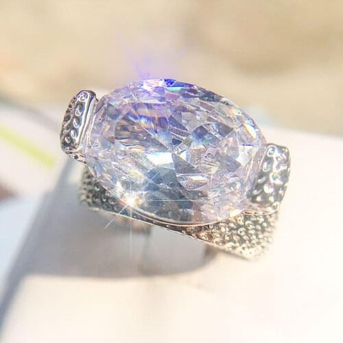Classic Big Crystal Wedding Rings For Women Silver Color Large Oval Stone AAA CZ Zirconia Engagment Rings Jewelry