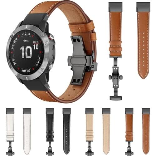 Butterfly buckle leather strap for Garmin Fenix 6X 6 Pro band for fenix 5 5x plus 3 hr/MARQ/TACTIX DELTA Bracelet Watchbands