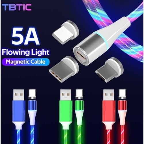 Summerfish 5A Glow LED Lighting Magnetic Micro USB Type C iOS Charging Cable 7 Pin Data Wire Quick Charger Magnet Mobile Cable