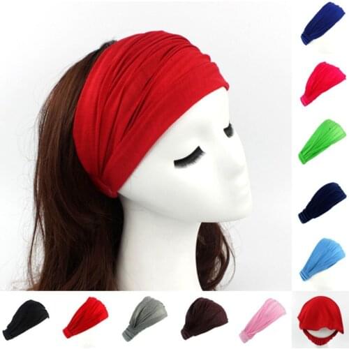 Fashion Ladies Cotton Hairband Headband Wrap Neck Solid Color Head Scarf 3 in 1