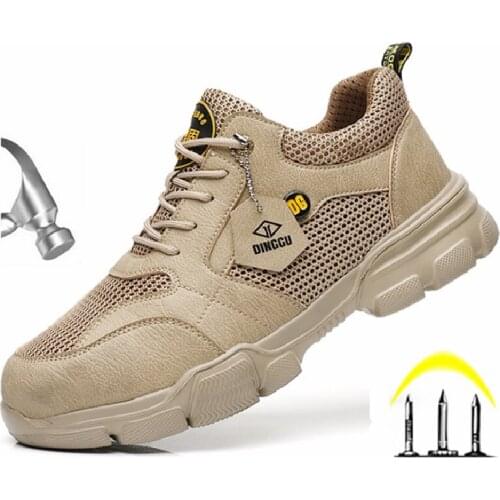 Fashion Work Sneakers Male Indestructible Safety Shoes Men Work Boots Steel Toe Shoes Light Men Boots Anti-piercing Work Shoes