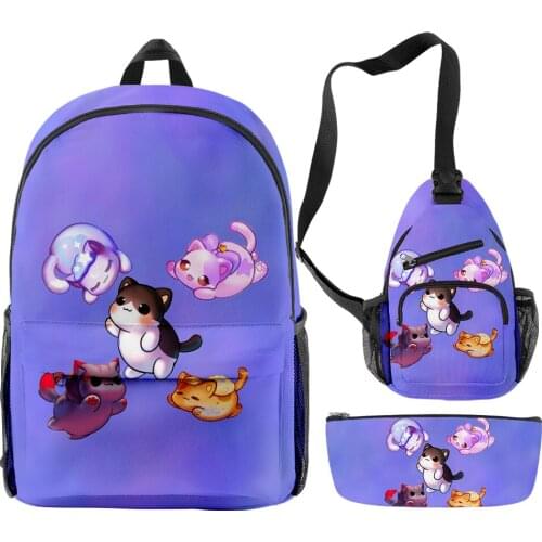 Aphmau merch 3D Backpack Set 3 Pieces Lightweight School Bag 3D Printed Chest Bag Pencil Case