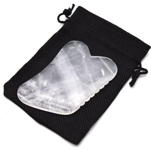 Natural Clear Quartz Jade Gua Sha Tools, Body Guasha Massager with Comb