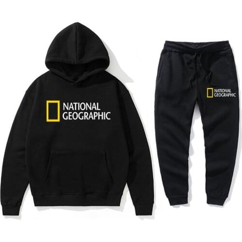 2021 New Mens National Geographic Color Printed Font Sportswear Jumper Wool Hoodie + Tracksuit Jogging Mens Jumper Sweatshirt
