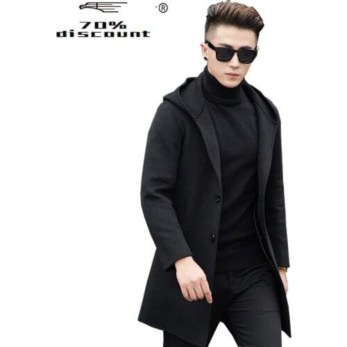 Autumn Winter Warm Wool Coat Men Cashmere Coats and Jackets 2020 Fashion Hooded Overcoat Casaco Masculino ZL380