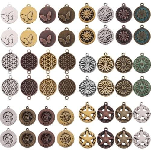 20Pcs/Lot Zinc Alloy Metal Round Pendant Base Tree Of Life Jewelry Connectors For Diy Handmade Earing Necklace Charms Making