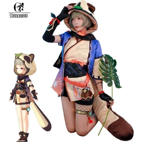 ROLECOS Game Genshin Impact Sayu Cosplay Costume Sayu Cosplay Costume Women Outfits Lovely Dress Halloween Hat Tail Full Set