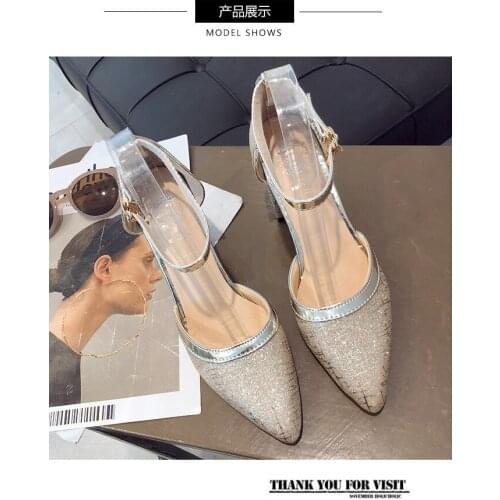 Sandals 2021 new womens Korean high-heeled shoes all kinds of thick heeled sandals fashion Roman sandals womens casual shoes