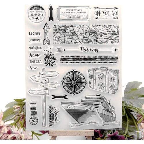 Travel Sailing Scrapbooking Silicone Stamps Boat Bus Beach Transparent Junk Journal Decoration Stamp For Card Making 2021 New
