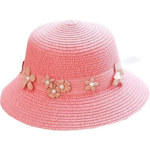 Wholesale straw hat female summer outdoor travel pearl straw hat vacation shade folding beach big hat