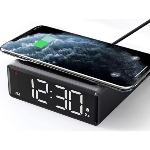 LED Electronic Table Alarm Clock Wireless Charger Mobile Phone Morning Watches Digital Desk Clocks With Time Memory Decoration