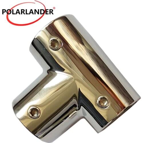 Tee Tube 7/8 "22mm 1 PC Rail Fittings Tube Stainless Steel Hardware for Boat Marine Yacht 3 WAY 90 Degree