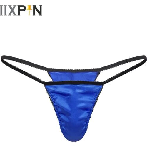 Sexy Men Satin Soft Underwear Low Rise Thong G String Panties Underpants Front Penis Bulge Pouch T-back Briefs Thongs Bikini