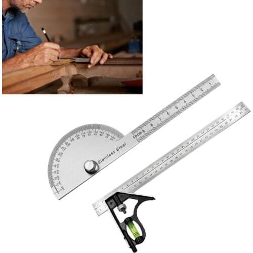180 Degree Protractor Metal Angle Finder & Angle Square Measuring Tools Goniometer Angle Ruler Stainless Steel Woodwork