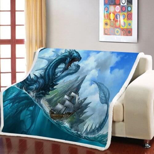 Red Dragon Sherpa Blanket Chinese Style Weighted Blanket For Kids Blanket Home Bedroom Sofa Blanket Picnic Throw Blanket
