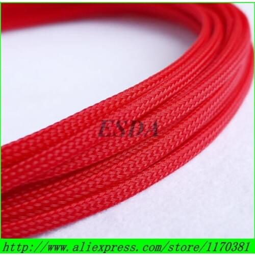 High Quality 4MM Tight Braided PET Expandable Sleeving-10M Red
