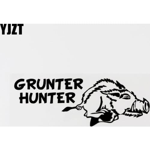 YJZT 16CM×5.6CM Fashion Grunter Hunter Vinyl Car Sticker Decal Black/Silver Graphical 8C-0639