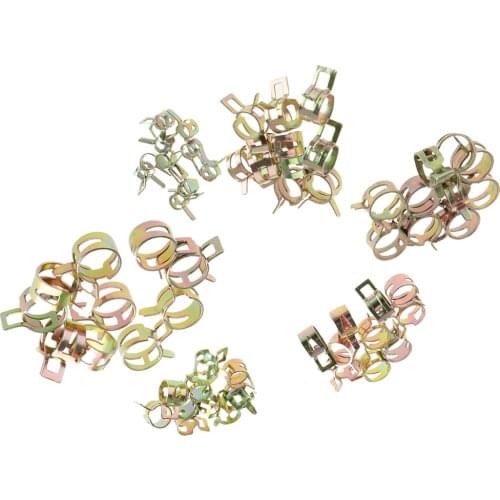 60PCS Spring Band Type Clips Wire Tube Hose Clamp Wire Tube Pipe Clip 6-15mm