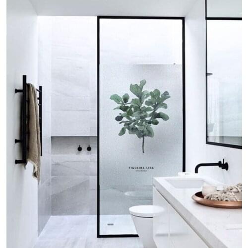Green plant glue-free electrostatic glass film sticker window grille sticker toilet bathroom opaque privacy window film