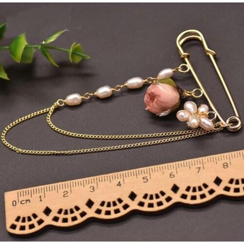 New Original Design Natural Fresh Water Pearl Brooch Real Rose Flower Pins For Women Broches Handmade Fine Jewelry Accessories