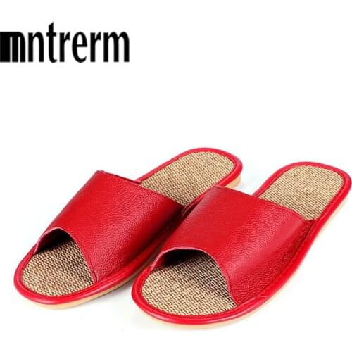 Mntrerm High Quality Women Slippers Pantuflas Summer Soft Leather Waterproof Shoes Breathable Antiskid Indoor Slippers