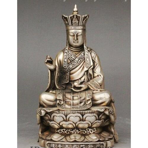 Zhmui88002842373++Tibet Buddhism Sliver Ksitigarbha Boddhisattva Netherworld Leader Buddha Statue