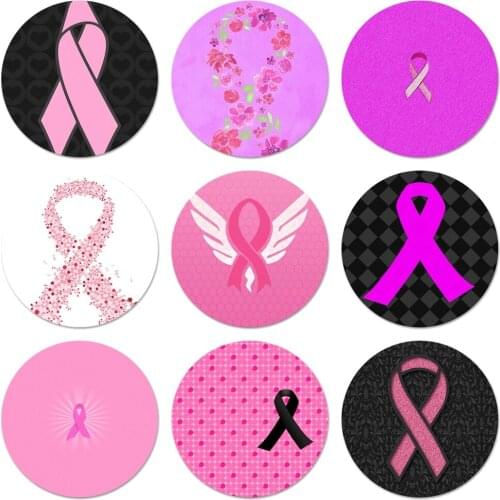 58mm Girl Breast Cancer pink Ribbon Icons Pins Badge Decoration Brooches Metal Badges For Clothes Backpack Decoration