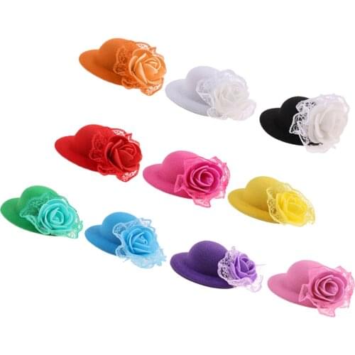 10Pcs Trendy Vintage Round Bowler Doll Hats Caps for 28-30cm Doll Headdressing Cotume