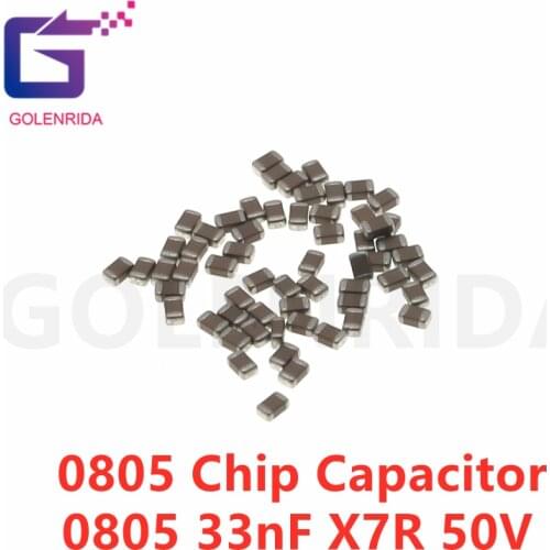 100pcs 33nF X7R 10% 50V 0805 SMD Thick Chip Multilayer Ceramic Capacitor