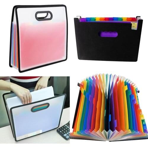 12/24 Pockets Expanding File Folder A4 Organizer Portable Business File Office Supplies Document Holder Carpeta Archivador